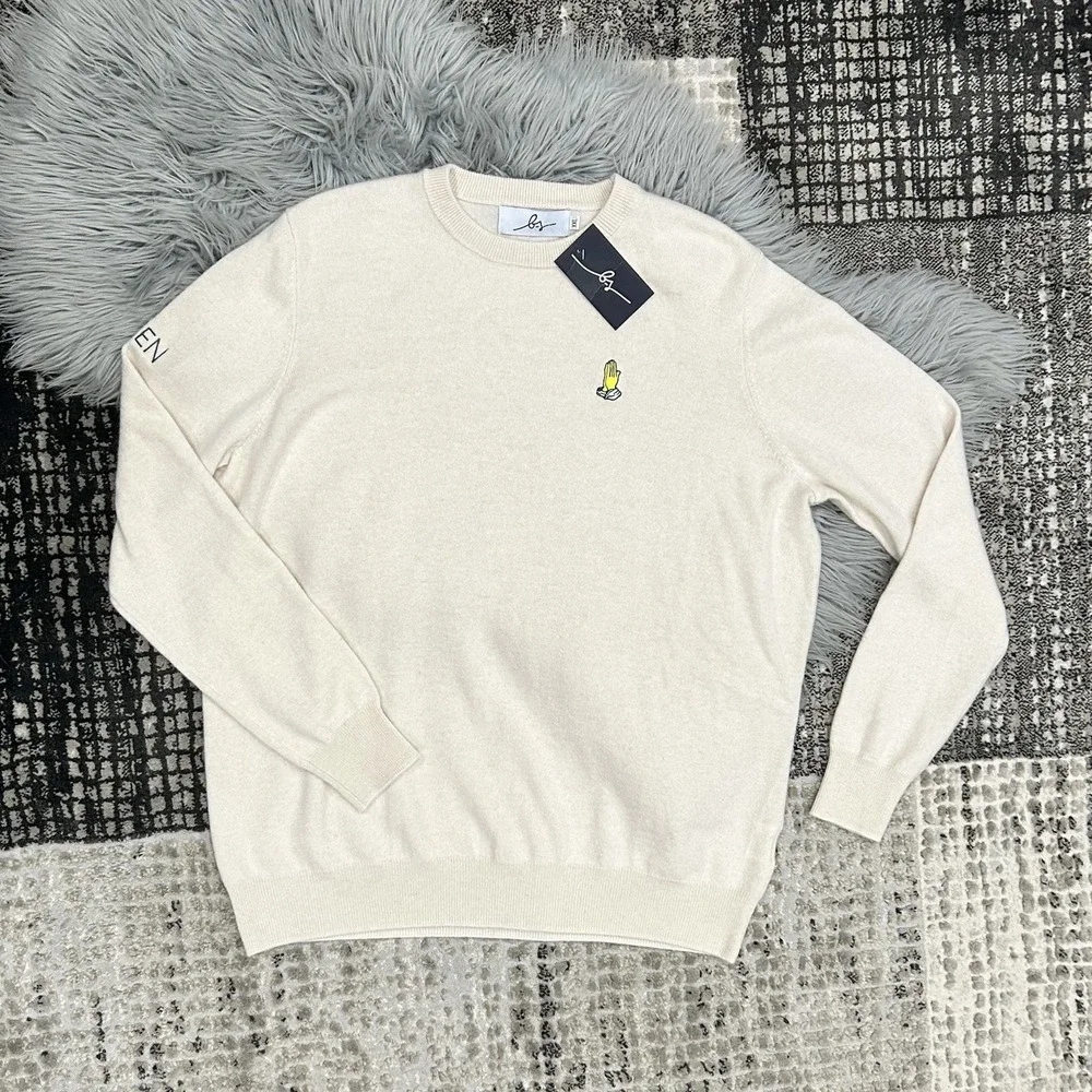 Boston Scott Golf Mens‎ 100% Cashmere Oatmeal Sweater LS Size XXLarge ($205)